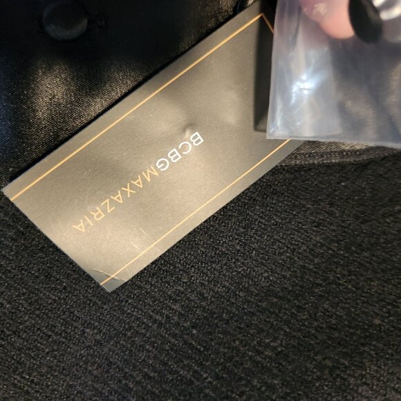 BCBGMAXAZRIA Black Peplum Jacket Satin Button Wool Military Goth Small NEW‎ NWT - Picture 9 of 10